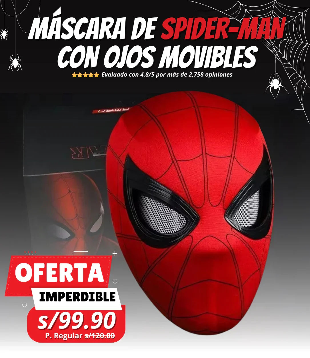 Mascara de Spiderman con Ojos Movibles