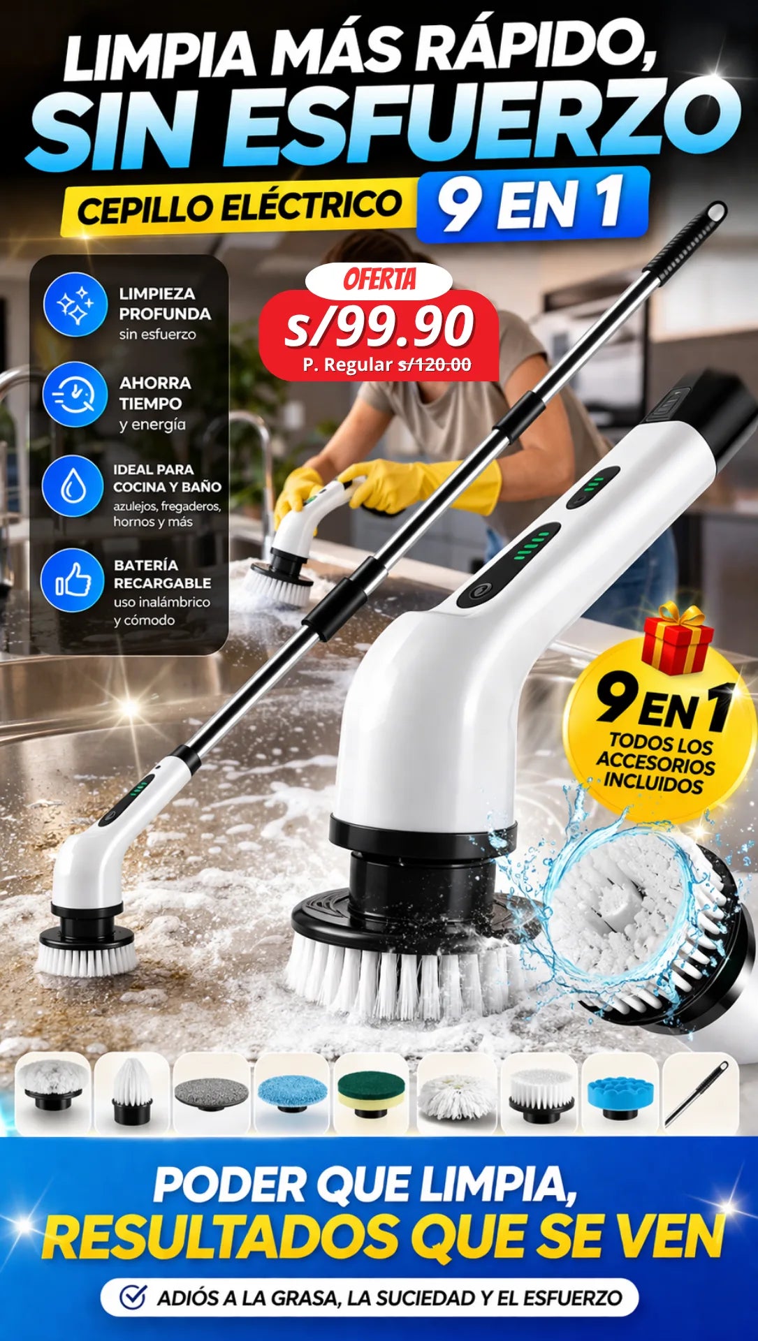 CEPILLO LIMPIADOR 9 EN 1 PREMIUM