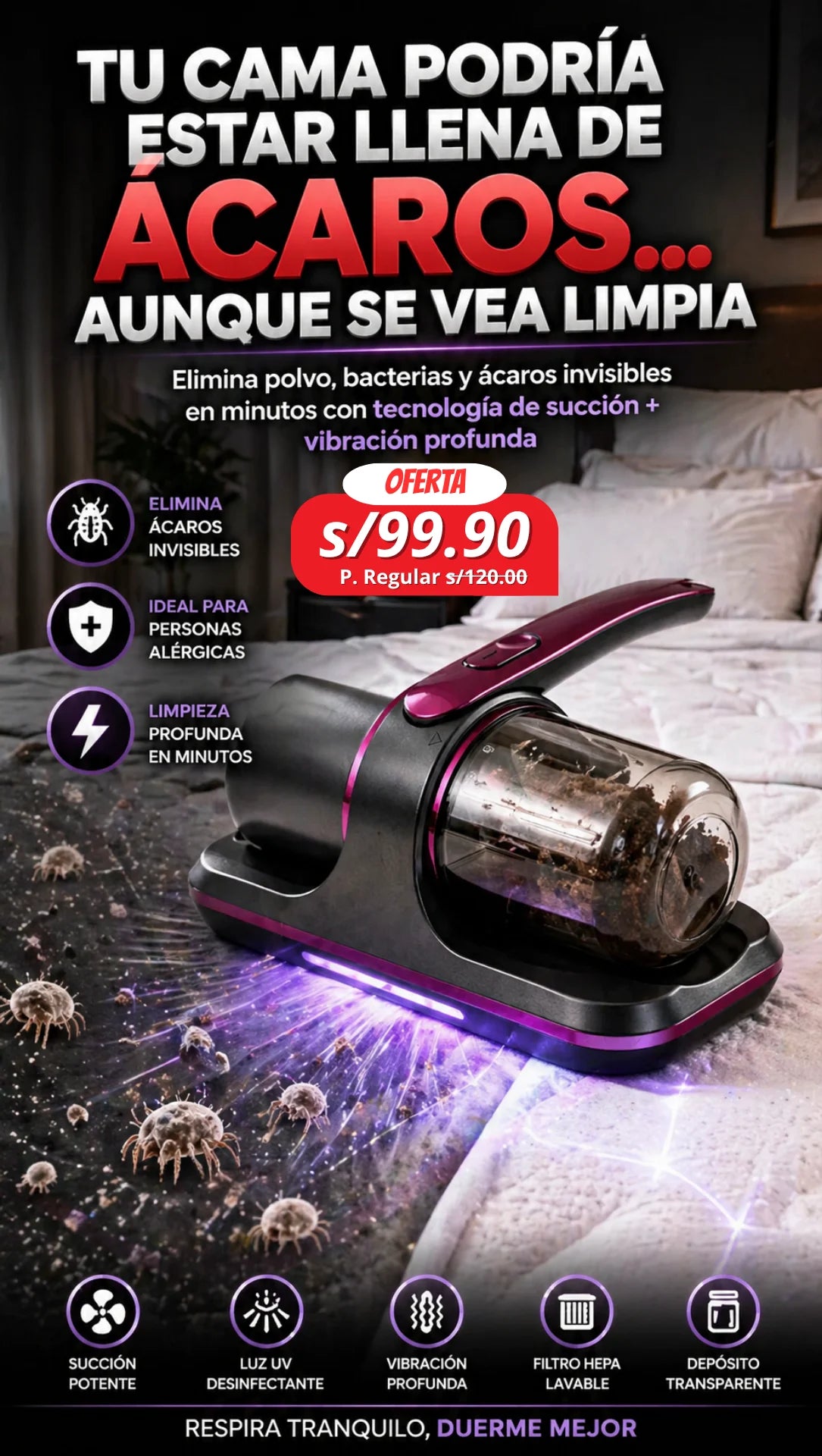 ASPIRADORA ELIMINA ACAROS